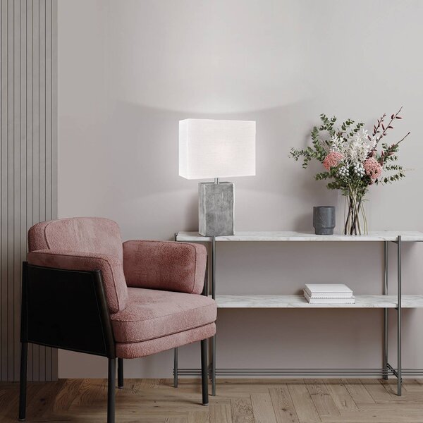 FISCHER & HONSEL Lampa stołowa Amiens, biały / opal, salon / jadalnia, tkanina / materiał / jedwab