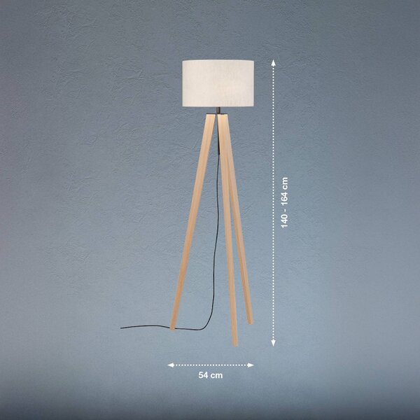 FISCHER & HONSEL Lampa stojąca SHINE-WOOD, kremowy / amber, salon / jadalnia, tkanina / materiał / jedwab