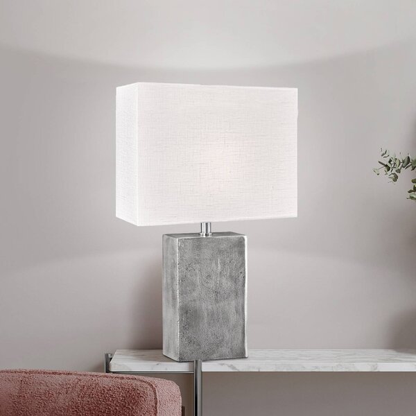 FISCHER & HONSEL Lampa stołowa Amiens, biały / opal, salon / jadalnia, tkanina / materiał / jedwab