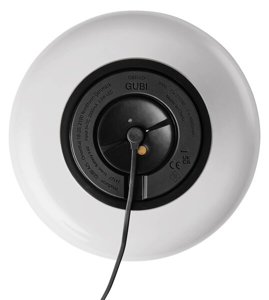 GUBI Gubi Lampka stołowa LED Obello, perłowo-biała, IP44, szkło możliwość ściemniania, biały / opal, salon / jadalnia, szkło, design