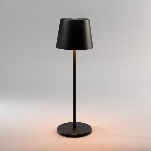 Konstsmide Lampa stołowa LED z akumulatorem Vence, wysokość 32 cm, czarna, IP54, USB możliwość ściemniania, czarny, salon / jadalnia, aluminium, nowoczesny