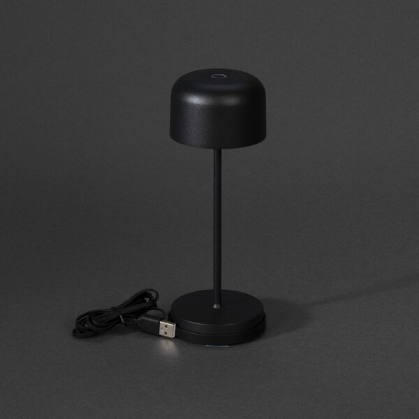 Konstsmide Lampa stołowa LED Lille, wysokość 20 cm, czarna, IP54, USB możliwość ściemniania, czarny, salon / jadalnia, aluminium, nowoczesny