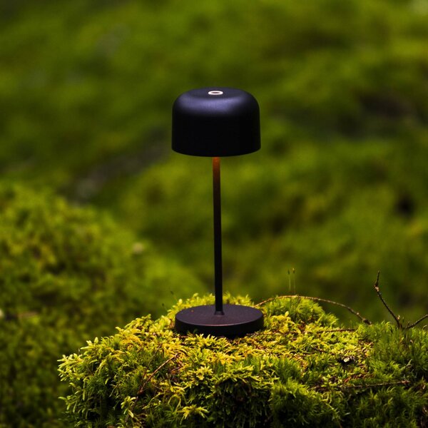 Konstsmide Lampa stołowa LED Lille, wysokość 20 cm, czarna, IP54, USB możliwość ściemniania, czarny, salon / jadalnia, aluminium, nowoczesny
