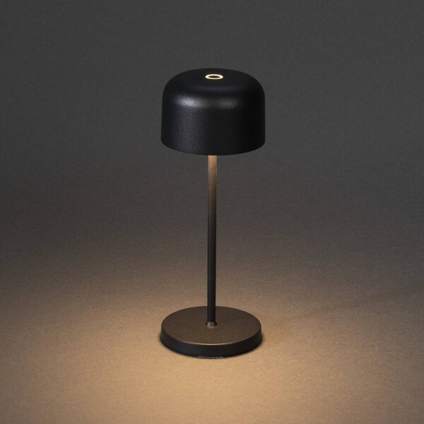 Konstsmide Lampa stołowa LED Lille, wysokość 20 cm, czarna, IP54, USB możliwość ściemniania, czarny, salon / jadalnia, aluminium, nowoczesny