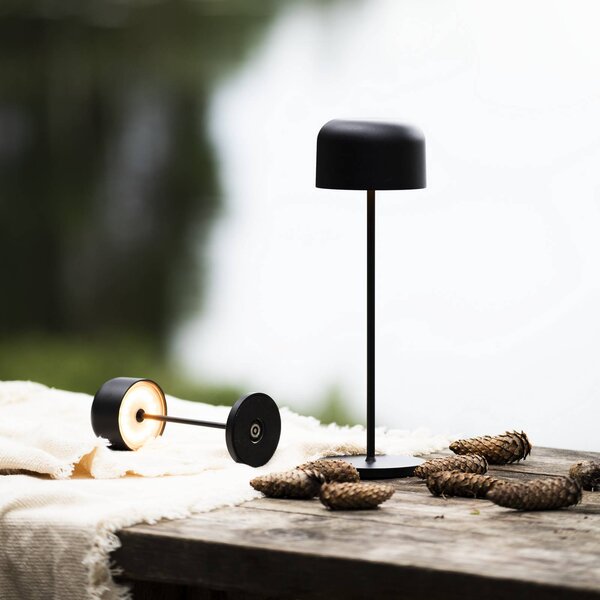Konstsmide Lampa stołowa LED Lille, wysokość 20 cm, czarna, IP54, USB możliwość ściemniania, czarny, salon / jadalnia, aluminium, nowoczesny
