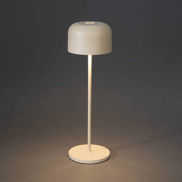 Konstsmide Lampa stołowa LED Lille, wysokość 36 cm, kolor piaskowy, IP54, USB możliwość ściemniania, kremowy / amber, salon / jadalnia, aluminium, nowoczesny