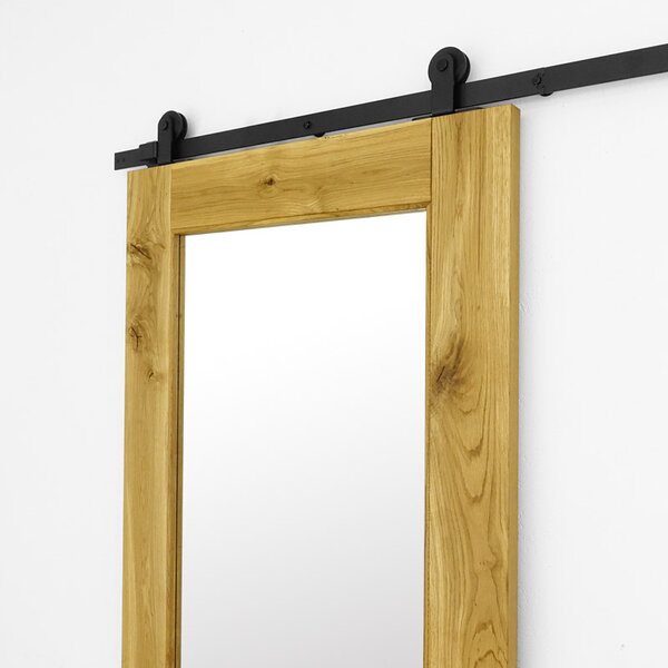 Drzwi przesuwne drewniane dębowe z lustrem MIRROR