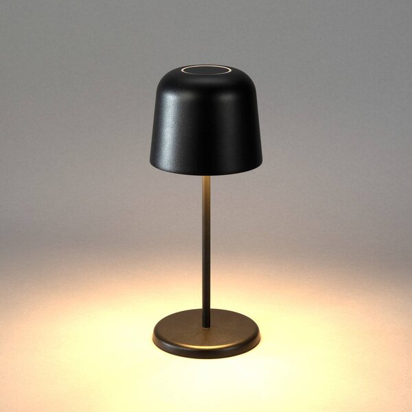 Konstsmide Lampa stołowa LED z akumulatorem Biot, czarna, wysokość 30 cm, IP54, USB możliwość ściemniania, czarny, salon / jadalnia, aluminium, nowoczesny