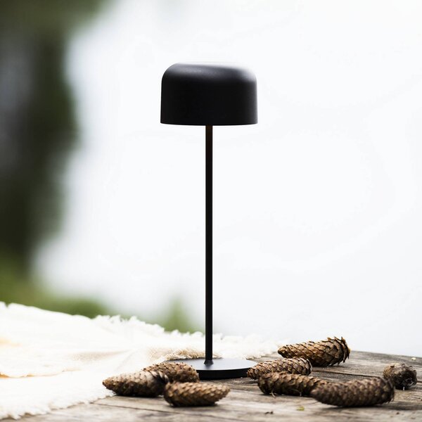 Konstsmide Lampa stołowa LED Lille, wysokość 36 cm, czarna, IP54, USB możliwość ściemniania, czarny, salon / jadalnia, aluminium, nowoczesny