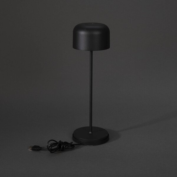 Konstsmide Lampa stołowa LED Lille, wysokość 36 cm, czarna, IP54, USB możliwość ściemniania, czarny, salon / jadalnia, aluminium, nowoczesny