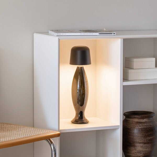 Konstsmide Lampa stołowa LED z akumulatorem Biot, czarna, wysokość 30 cm, IP54, USB możliwość ściemniania, czarny, salon / jadalnia, aluminium, nowoczesny