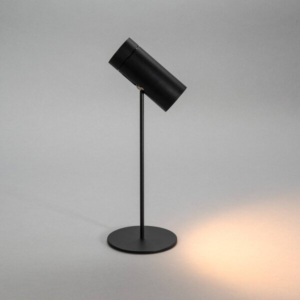 Konstsmide Lampa stołowa LED z akumulatorem Multi, czarna, wysokość 30 cm, IP54 możliwość ściemniania, czarny, salon / jadalnia, aluminium, nowoczesny