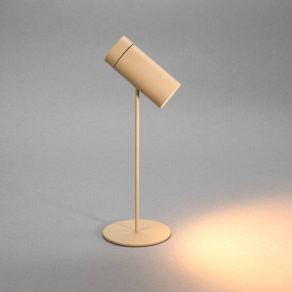 Konstsmide Lampa stołowa LED z akumulatorem Multi, kolor piaskowy, wysokość 30 cm, IP54 możliwość ściemniania, kremowy / amber, salon / jadalnia, aluminium, nowoczesny
