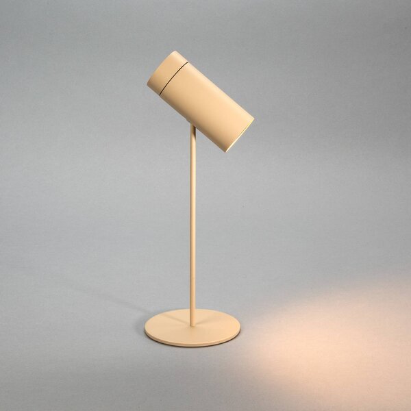 Konstsmide Lampa stołowa LED z akumulatorem Multi, kolor piaskowy, wysokość 30 cm, IP54 możliwość ściemniania, kremowy / amber, salon / jadalnia, aluminium, nowoczesny