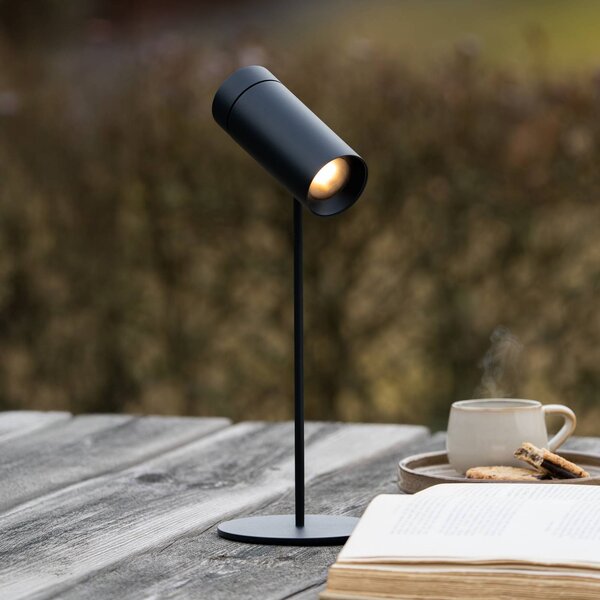 Konstsmide Lampa stołowa LED z akumulatorem Multi, czarna, wysokość 30 cm, IP54 możliwość ściemniania, czarny, salon / jadalnia, aluminium, nowoczesny