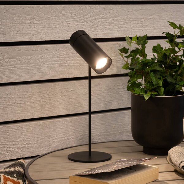 Konstsmide Lampa stołowa LED z akumulatorem Multi, czarna, wysokość 30 cm, IP54 możliwość ściemniania, czarny, salon / jadalnia, aluminium, nowoczesny