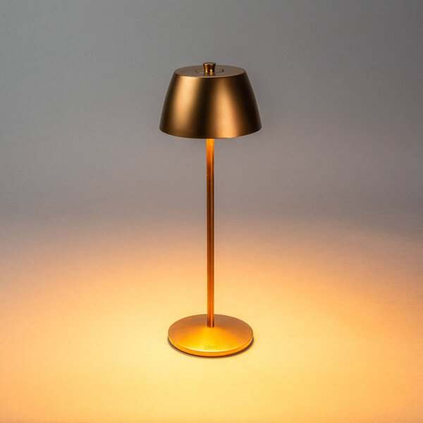 Konstsmide Lampa stołowa LED z akumulatorem Eze, matowa miedź, 32 cm, IP54, USB możliwość ściemniania, miedziany, salon / jadalnia, aluminium, nowoczesny