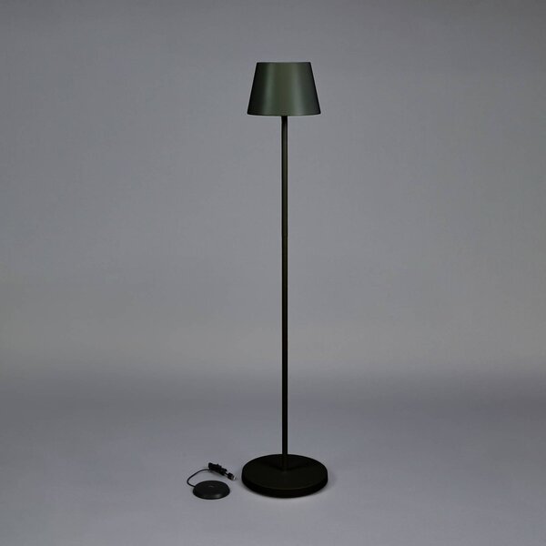 Konstsmide Lampa stojąca LED z akumulatorem Pomezia, czarna, 124 cm, IP54, USB możliwość ściemniania, czarny, salon / jadalnia, aluminium, nowoczesny