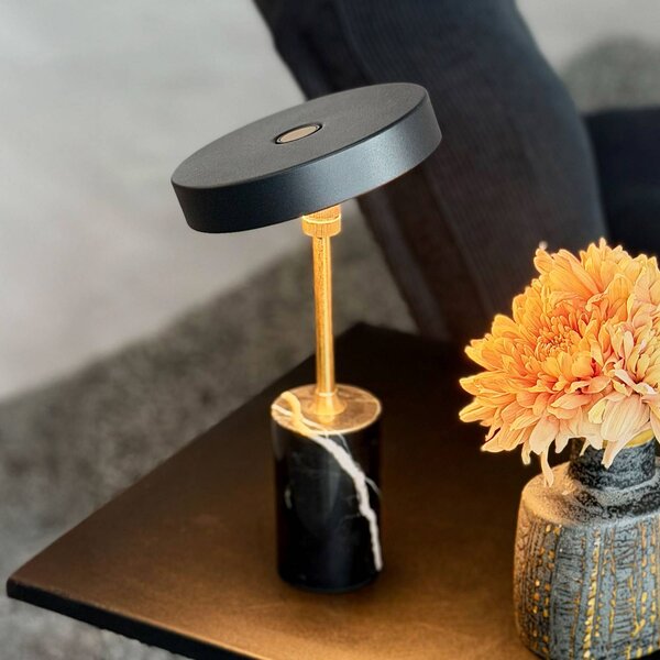 Dyberg Larsen Lampa stołowa LED Starlight, możliwość ściemniania, czarny, salon / jadalnia, metal, design