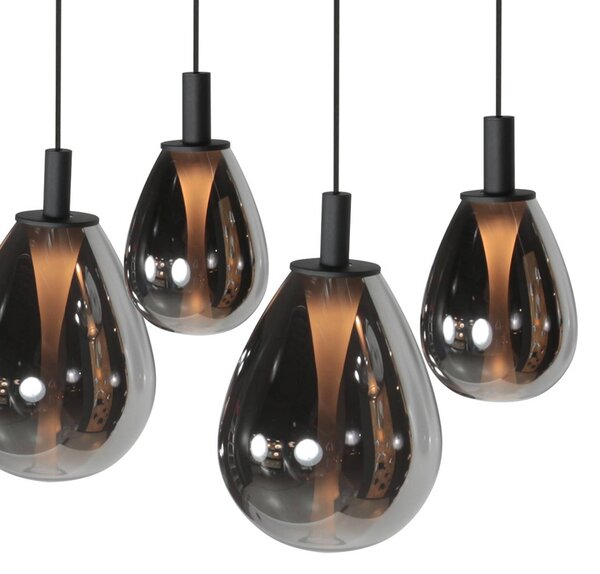Mexlite Lampa wisząca Glimsy, możliwość ściemniania, aluminiowy / szary / cynkowy, salon / jadalnia, szkło