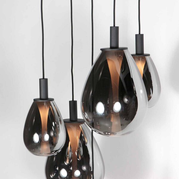 Mexlite Lampa wisząca Glimsy, możliwość ściemniania, aluminiowy / szary / cynkowy, salon / jadalnia, szkło