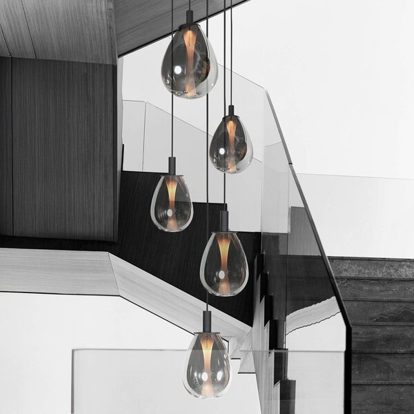 Mexlite Lampa wisząca Glimsy, możliwość ściemniania, aluminiowy / szary / cynkowy, salon / jadalnia, szkło