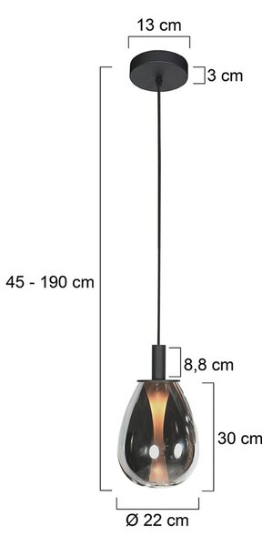 Mexlite Lampa wisząca Glimsy, możliwość ściemniania, aluminiowy / szary / cynkowy, salon / jadalnia, szkło