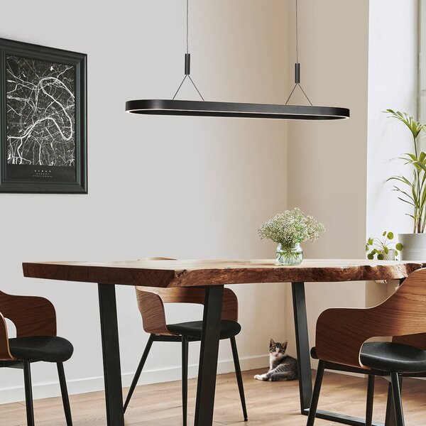 Steinhauer Lampa wisząca Mykty, możliwość ściemniania, czarny, salon / jadalnia, metal, nowoczesny