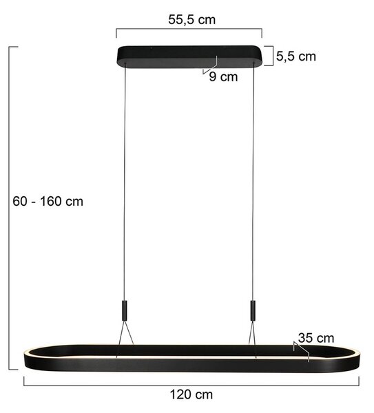 Steinhauer Lampa wisząca Mykty, możliwość ściemniania, czarny, salon / jadalnia, metal, nowoczesny