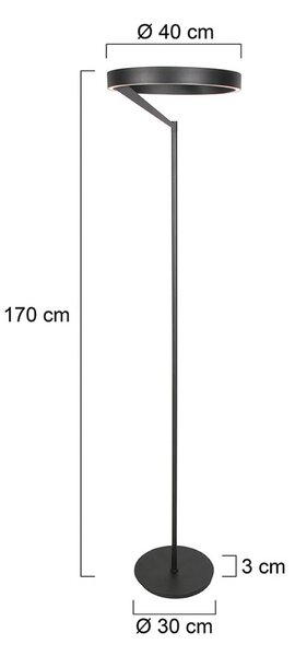 Steinhauer Lampa stojąca Mykty, możliwość ściemniania, czarny, salon / jadalnia, metal, nowoczesny