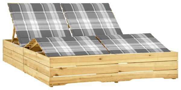 Podwójny leżak z poduszkami, impregnowane drewno sosnowe