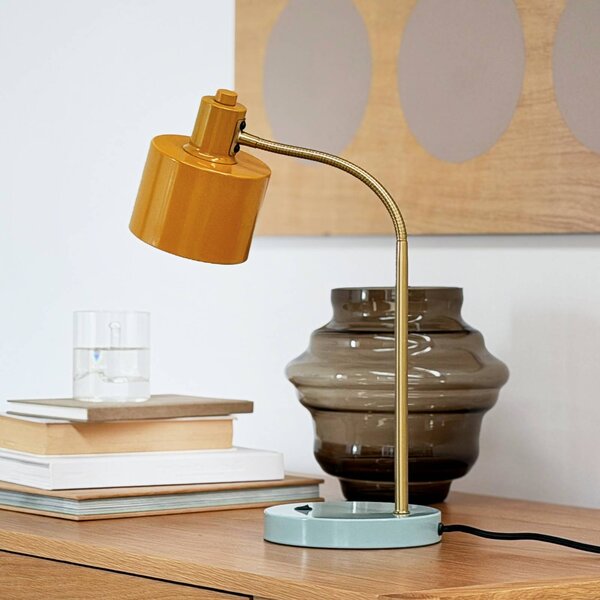 Dyberg Larsen Lampa stołowa Ocean Flex, żółty / pomarańczowy, salon / jadalnia, metal, skandynawski