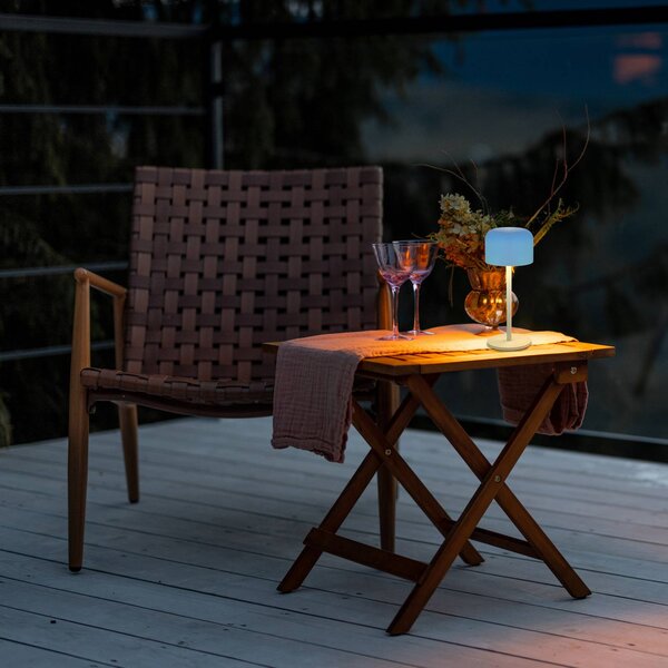 FH Lighting Lampa stołowa LED z akumulatorem Finley, kolor piaskowy, wysokość 22 cm, metal, możliwość ściemniania, kremowy / amber, metal, nowoczesny