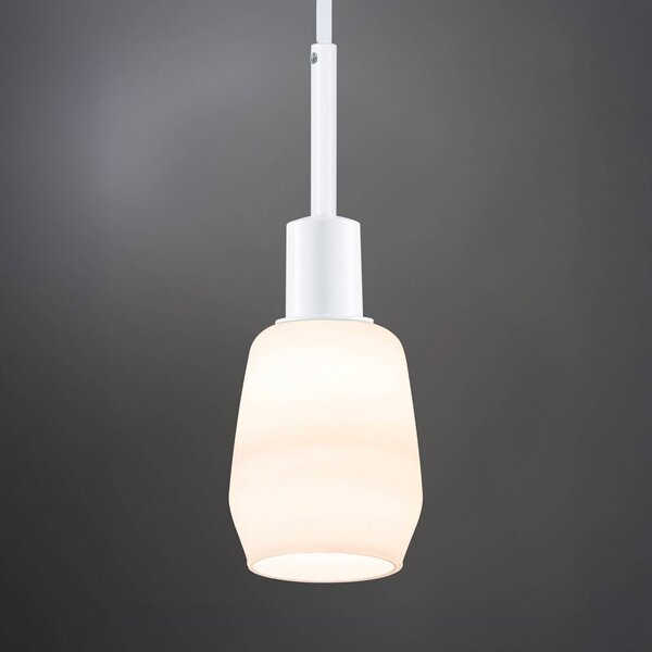 Paulmann Lampa wisząca URail DecoSystems, biała, metalowa możliwość ściemniania, biały / opal, salon / jadalnia, metal, nowoczesny