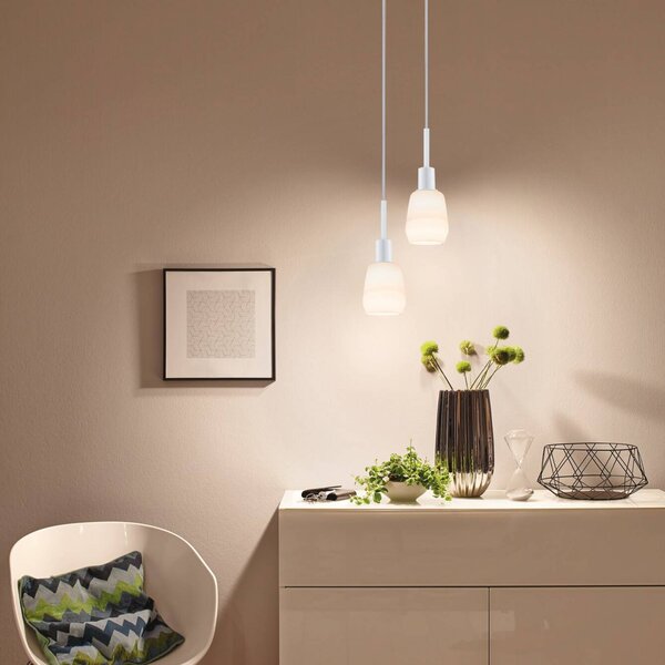 Paulmann Lampa wisząca URail DecoSystems, biała, metalowa możliwość ściemniania, biały / opal, salon / jadalnia, metal, nowoczesny