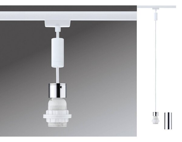 Paulmann Lampa wisząca URail 2Easy, biała, metal, E27 możliwość ściemniania, biały / opal, salon / jadalnia, metal, nowoczesny
