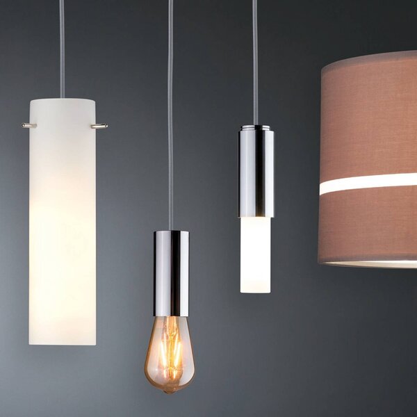 Paulmann Lampa wisząca URail 2Easy, biała, metal, E27 możliwość ściemniania, biały / opal, salon / jadalnia, metal, nowoczesny