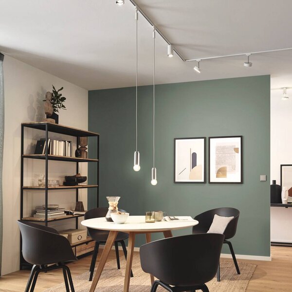 Paulmann Lampa wisząca URail 2Easy, biała, metal, E27 możliwość ściemniania, biały / opal, salon / jadalnia, metal, nowoczesny