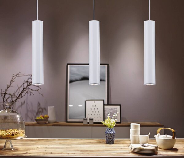 Paulmann Lampa wisząca URail Catalejo, biała, metalowa możliwość ściemniania, biały / opal, salon / jadalnia, metal, nowoczesny