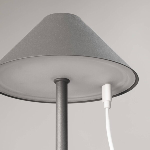 FH Lighting Lampa stołowa LED z akumulatorem Prato, kolor piaskowo-szary, wysokość 25 cm, możliwość ściemniania, aluminiowy / szary / cynkowy, metal, nowoczesny