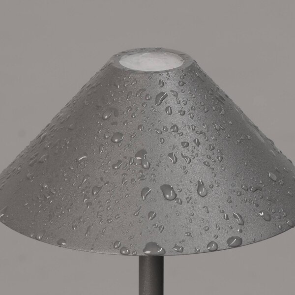 FH Lighting Lampa stołowa LED z akumulatorem Prato, kolor piaskowo-szary, wysokość 25 cm, możliwość ściemniania, aluminiowy / szary / cynkowy, metal, nowoczesny