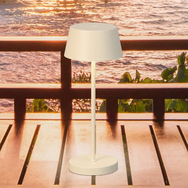 FH Lighting Lampa stołowa LED z akumulatorem Sienna Pro w kolorze piaskowo-beżowym, 24 cm, Pro, możliwość ściemniania, kremowy / amber, metal, nowoczesny