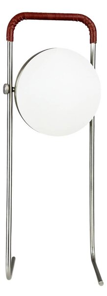 Dyberg Larsen Lampka stołowa LED Mova, bordowa, IP44 możliwość ściemniania, chromowy / srebrny, salon / jadalnia, metal, skandynawski