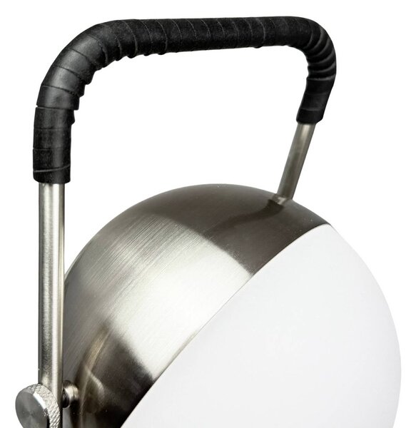 Dyberg Larsen Lampka stołowa LED Mova, czarna, IP44 możliwość ściemniania, chromowy / srebrny, salon / jadalnia, metal, skandynawski