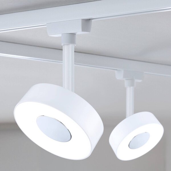 Paulmann URail spot LED ściemniany 3000 K, biała Circle, możliwość ściemniania, biały / opal, salon / jadalnia, metal, nowoczesny