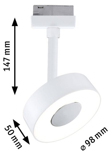 Paulmann URail spot LED ściemniany 3000 K, biała Circle, możliwość ściemniania, biały / opal, salon / jadalnia, metal, nowoczesny