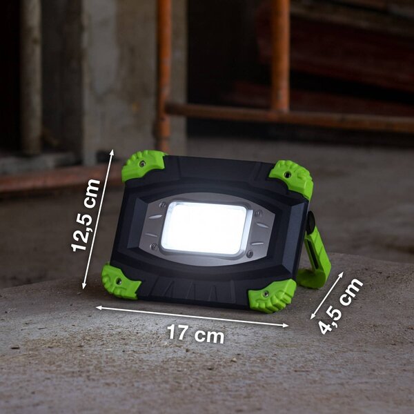 FH Lighting Reflektor zewnętrzny LED z akumulatorem 850947, czarny/zielony, długość 17 cm możliwość ściemniania, czarny, tworzywo sztuczne, nowoczesny