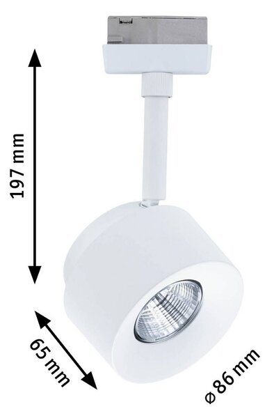 Paulmann URail spot LED Pane, biały sygnałowy, 3000K, ściemniany możliwość ściemniania, biały / opal, salon / jadalnia, metal, nowoczesny
