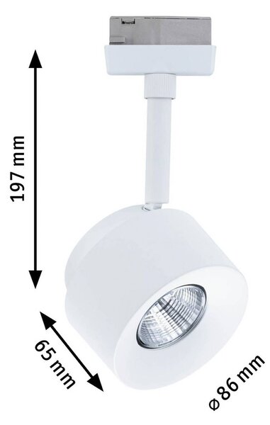 Paulmann URail spot LED Pane, biały sygnałowy, 4000K, ściemniany możliwość ściemniania, biały / opal, salon / jadalnia, metal, nowoczesny
