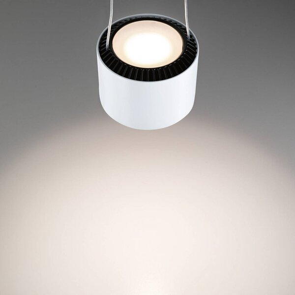 Paulmann Lampa wisząca LED URail Aldan, biała sygnałowa, 3000 K możliwość ściemniania, biały / opal, salon / jadalnia, metal, nowoczesny
